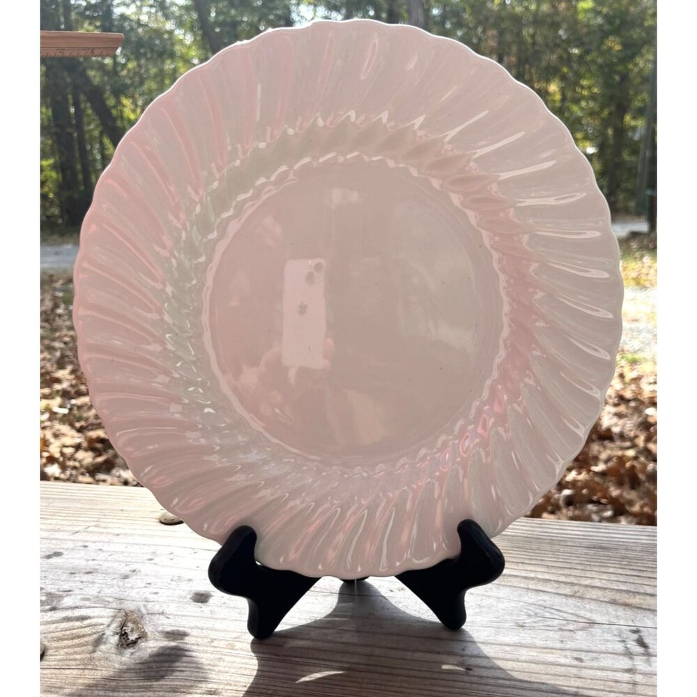 Vintage Sheffield Bone White Porcelain Dinner Plate Scalloped Rim Usa Made